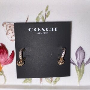 Coach Gold Heart Earrings with Sparkling Accents